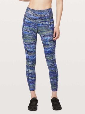 LULULEMON I Tight Fast Free II 25" *Non-Reflective Nulux Interconnect Blue Multi